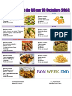 MENU DU 6 Au 10 Octobre 2014