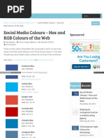 Social Media Colours Hex and Rgb
