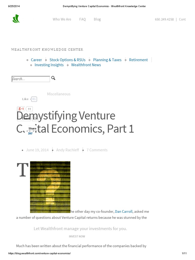Venture Capital Economics Explained | PDF | Venture Capital | Corporate ...