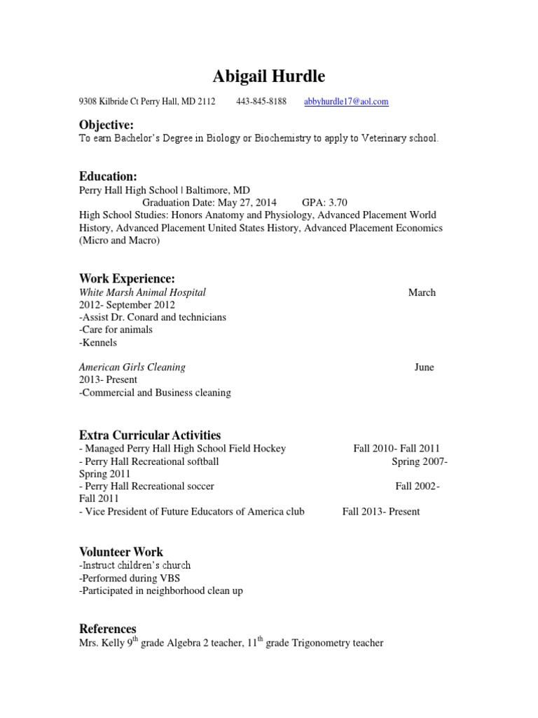 A&P Resume of Abigail Hurdle | PDF
