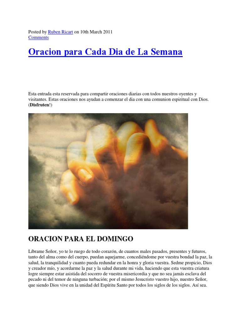 Oraciones Diarias para Cada Día de la Semana | PDF | Jesús | Oración