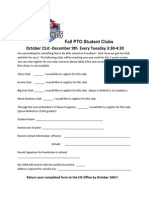 Fall PTO Student Clubs Sign Up