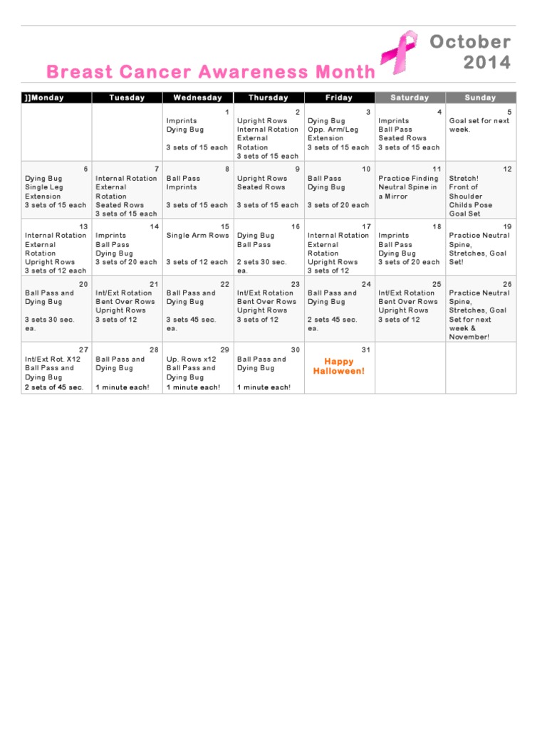 October Exercise Routine Overview | PDF