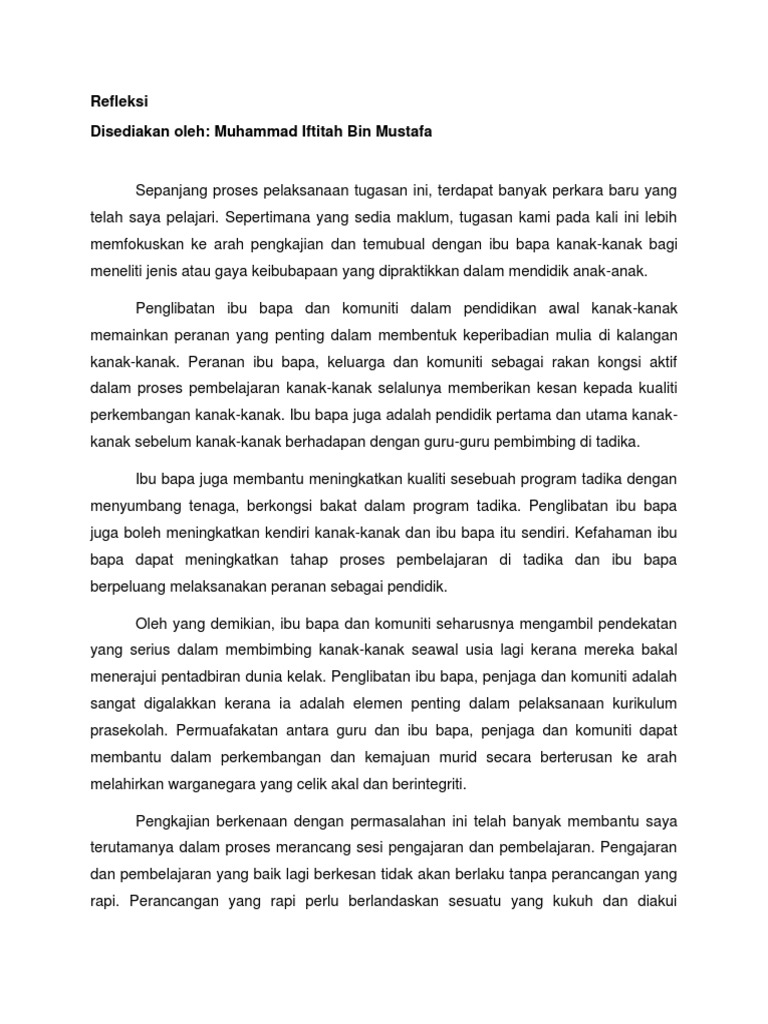 Refleksi Kendiri Ifti Pdf