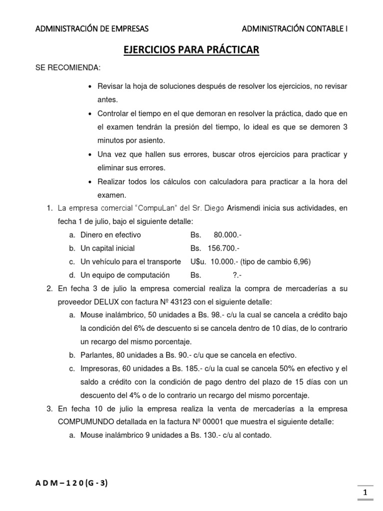 Ejercicios de Contabilidad Básica Resueltos | PDF | Contabilidad | Bancos