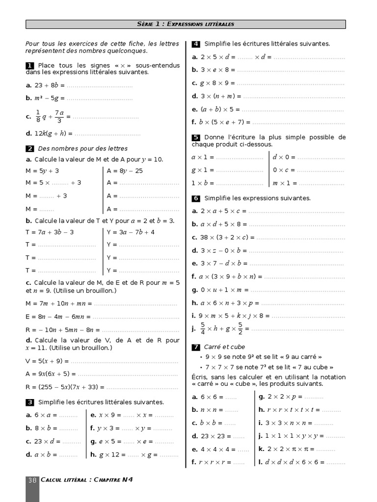 Exercice Simplification De Fraction 5ème Avec Correction Cahier Sésamath 5ème - Calcul Littéral - Simplification D'écriture -  Cahiers - Chapitre - 2010 - 5N4 PDF | PDF | Zone | Mesure géométrique