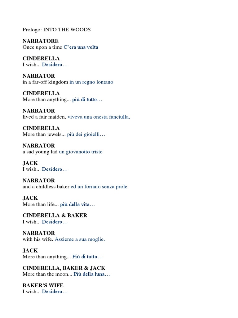 Into The Woods - Traduzione | PDF, image size:768x1024