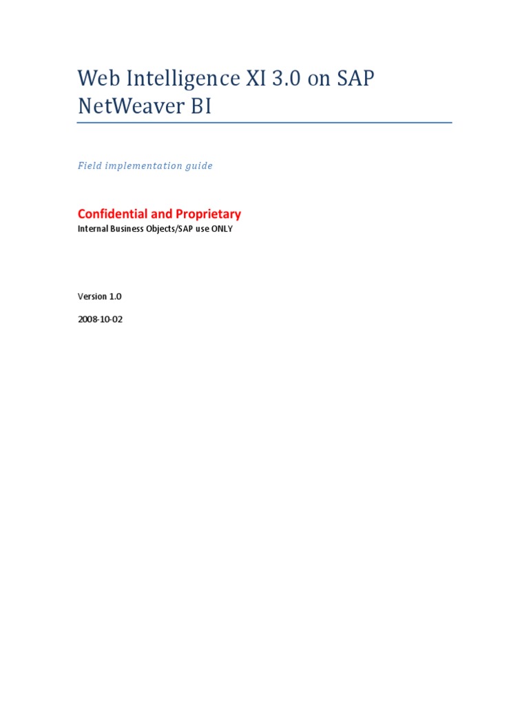 SAP Web Intelligence XI 3.0 Guide | PDF | Business Intelligence ...