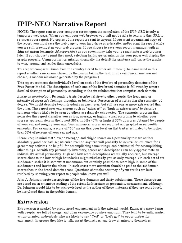 Respostas NEO PI R.odt | PDF | Subjective Experience | Psychological ...