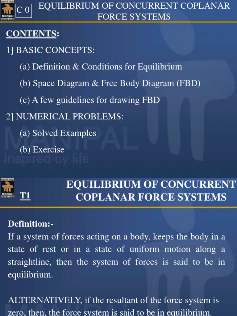 Equilibrium of Coplanar Concurrent Forces | PDF | Tension (Physics) | Force