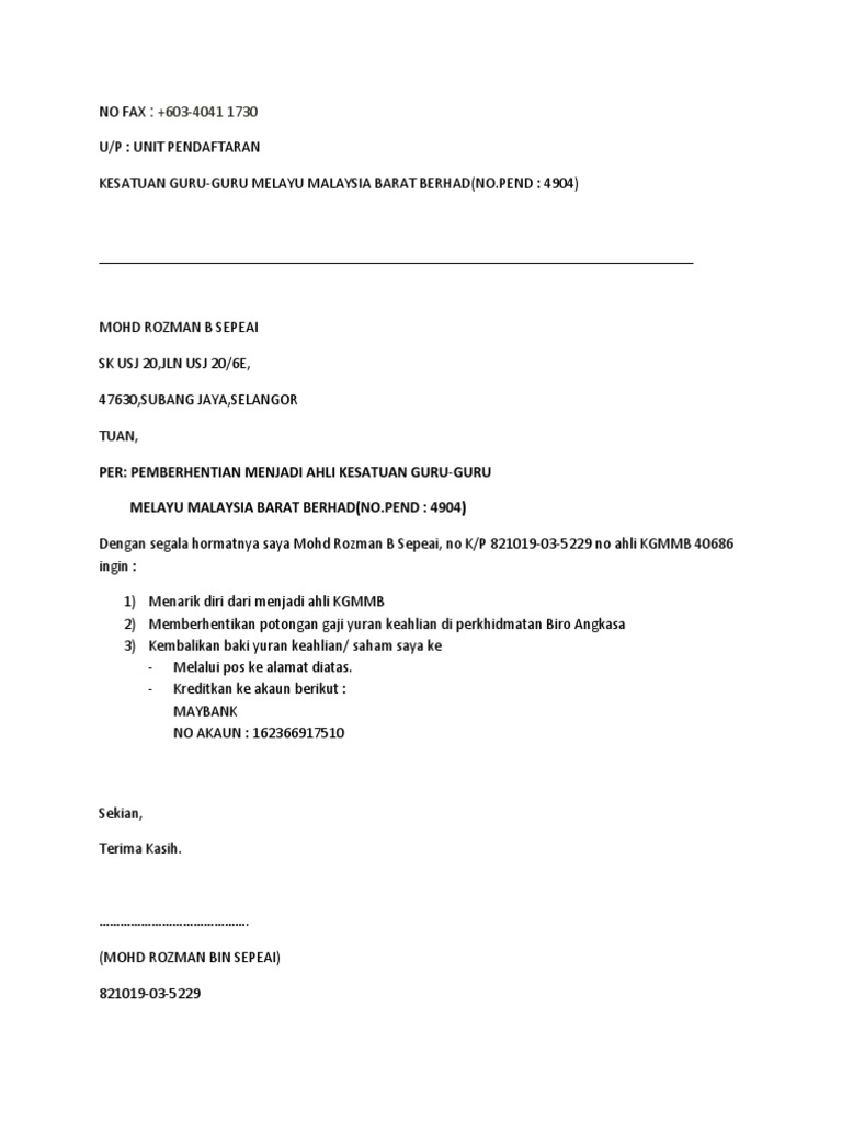 Surat Berhenti Koop Pdf