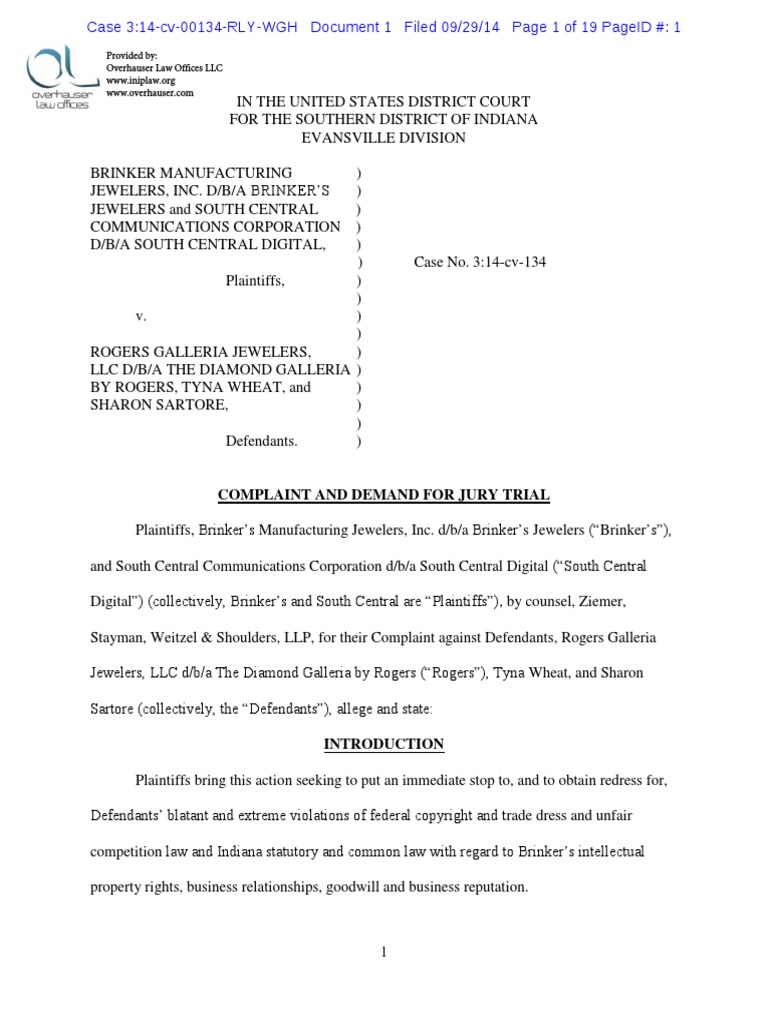 Brinker Complaint PDF Copyright Law Of The United States Tortious