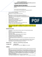 Assistant Superintendent (Water Treatment) : Failure To Provide Original Certified Copies of Proof of Qualifications May