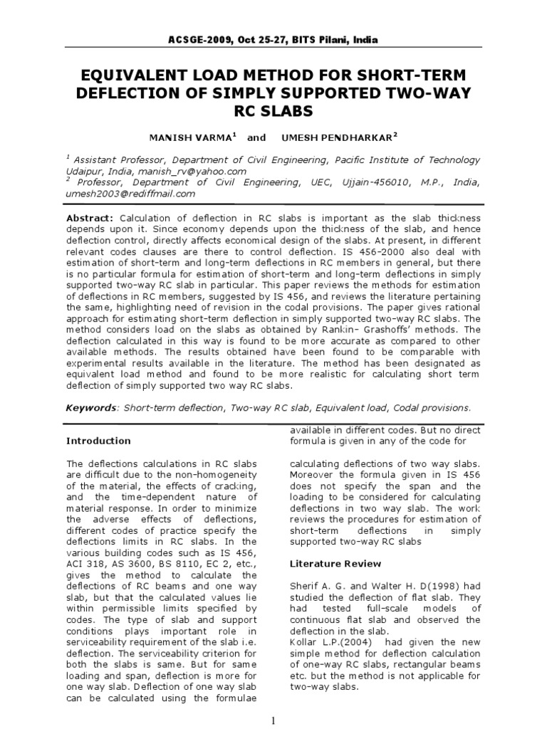 Short-Term Deflection in Two-Way RC Slabs | PDF | Reinforced Concrete ...