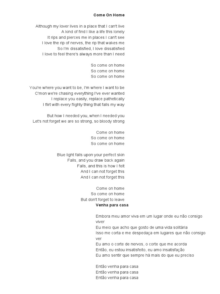 Come On Home (Tradução) - Franz Ferdinand - VAGALUME PDF