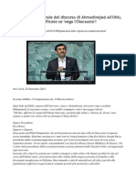 Traduzione Integrale Del Discorso Di Ahmadinejad All'ONU( 22 Settembre 2011) , Verificate Se 'Nega l'Olocausto'!