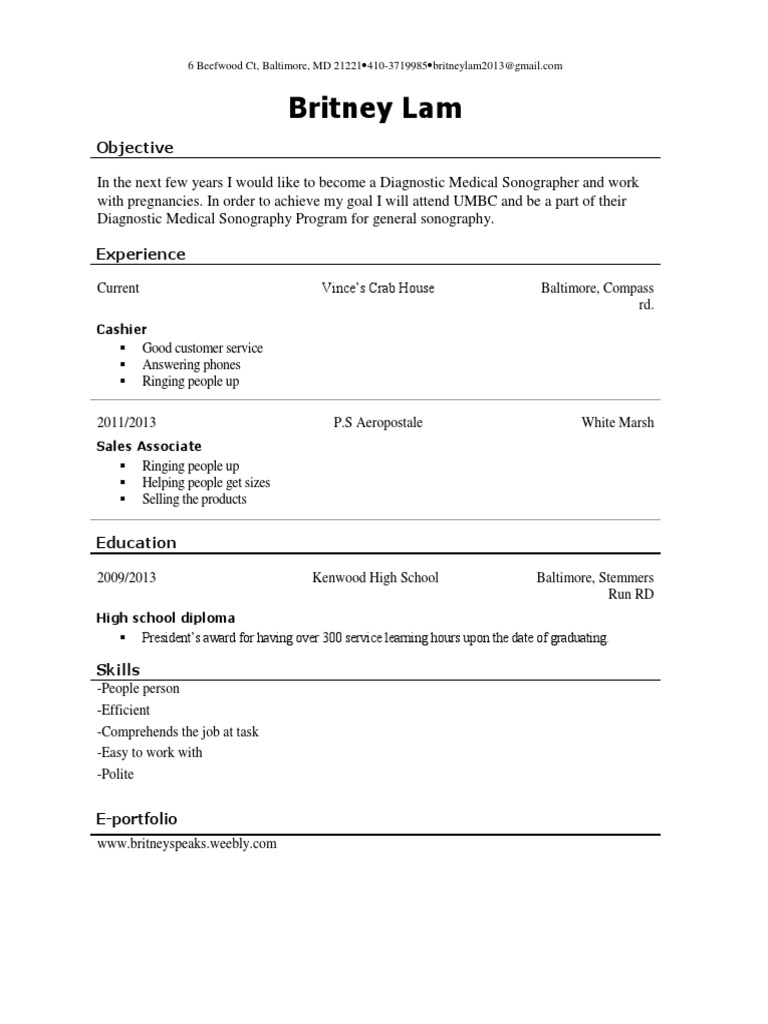 Britney Lam: Objective | PDF