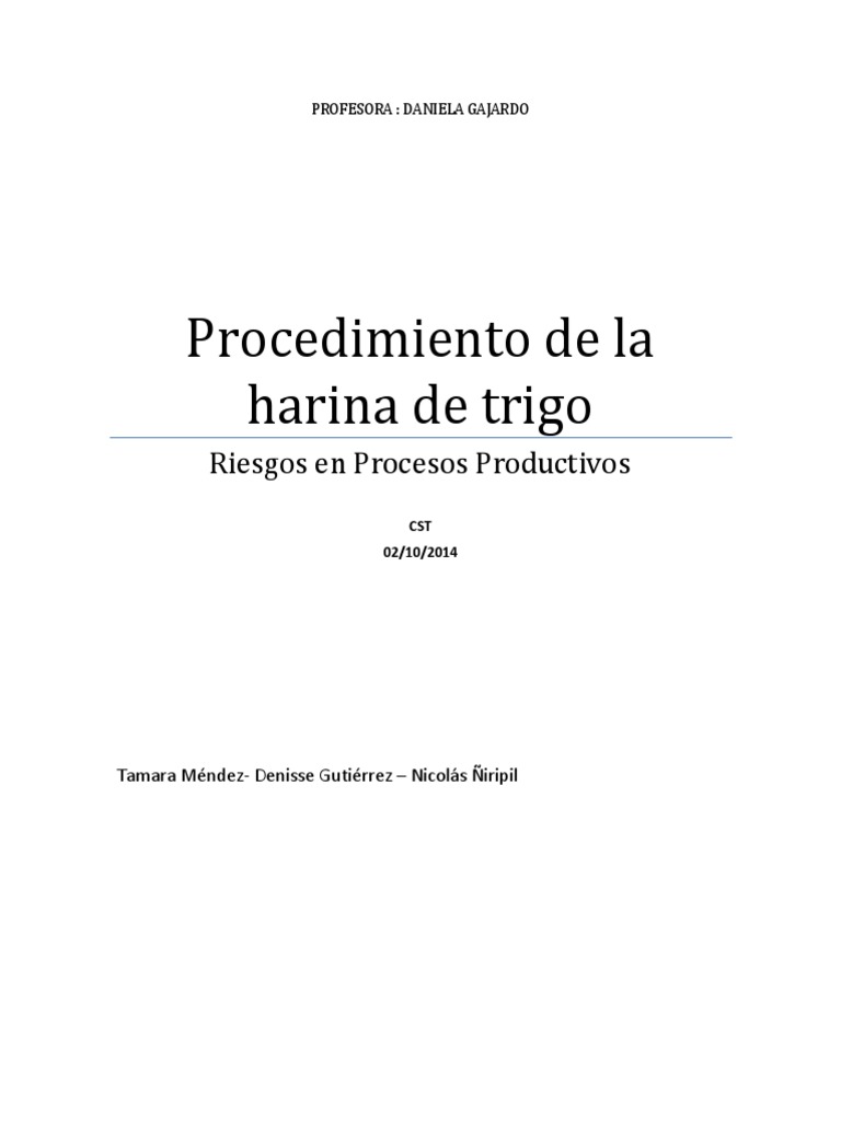 Procedimiento de La Harina de Trigo | PDF | Trigo | Química