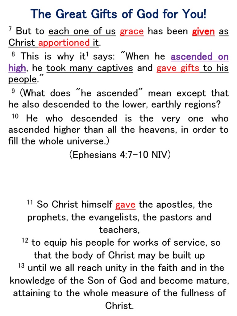 The Great Gifts of God For You! | PDF | Epistle To The Ephesians | Prophet
