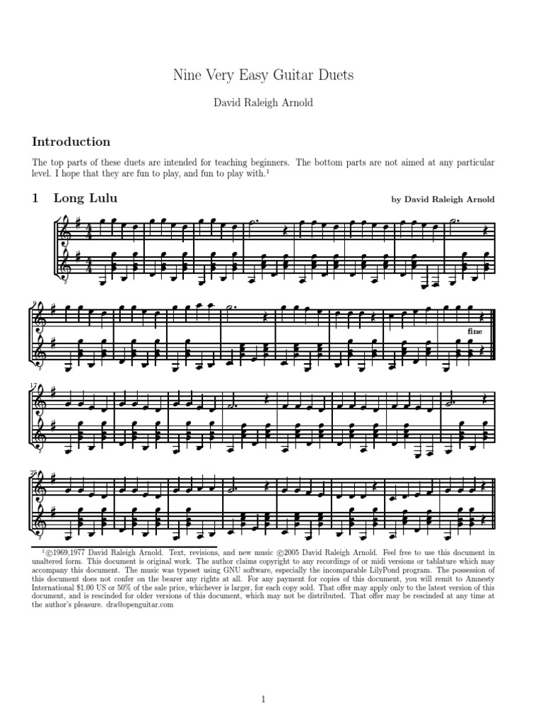 9 Very Easy Guitar Duets - GTR PDF | PDF | Entertainment (General)