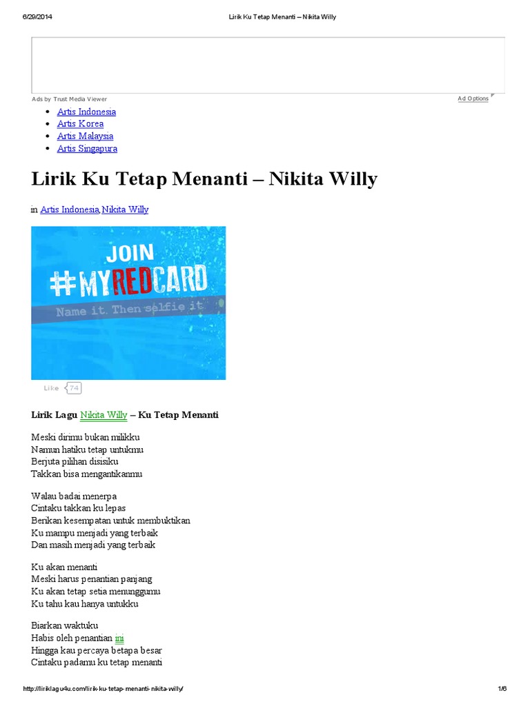 Lirik Ku Tetap Menanti Nikita Willy Pdf