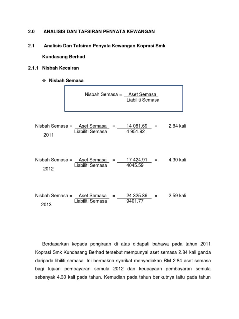 2 0 Analisis Dan Tafsiran Penyata Kewangan