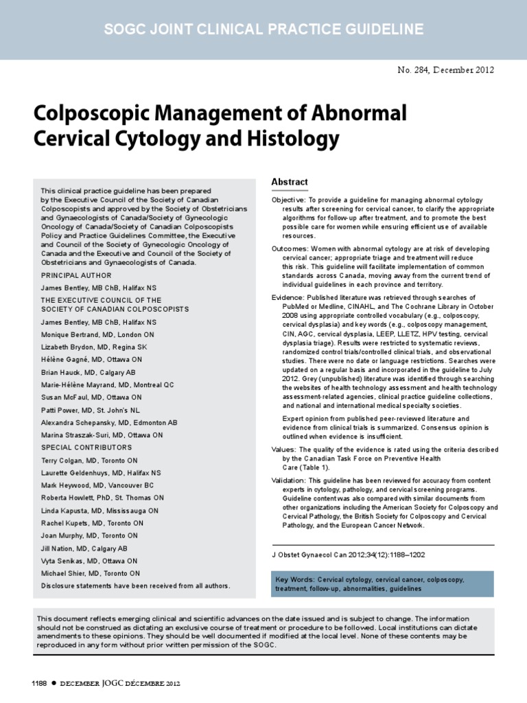 Cervical Cytology Management Guidelines | PDF | Cervical Cancer ...