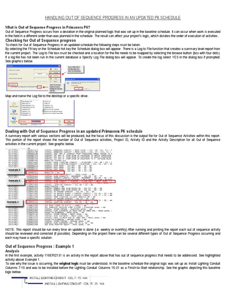 Managing Out of Sequence Progress in P6 | PDF | Logic | Computing