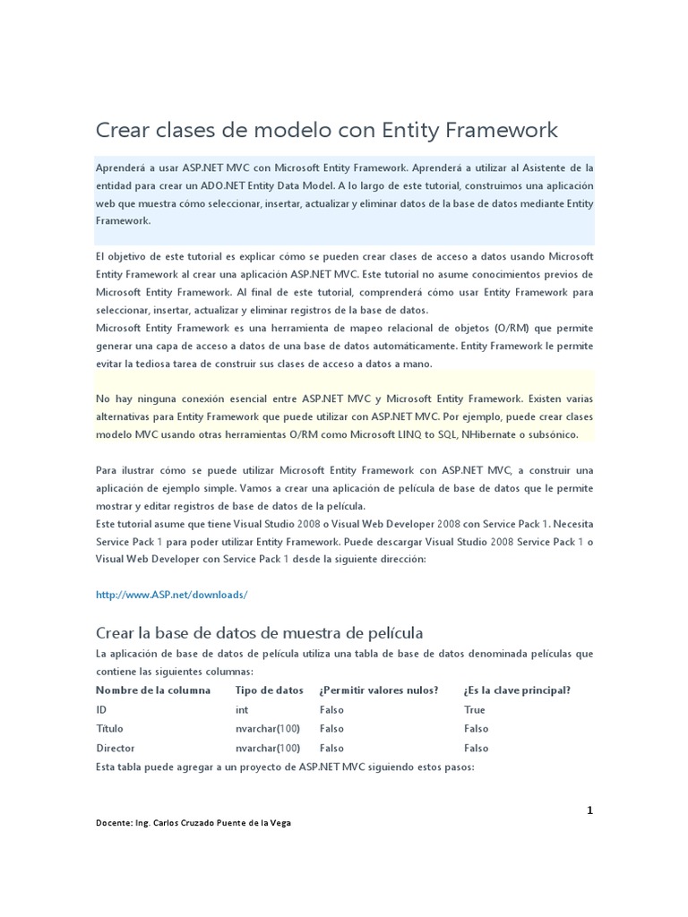 Clases de Modelo con Entity Framework | PDF | Microsoft Visual Studio ...