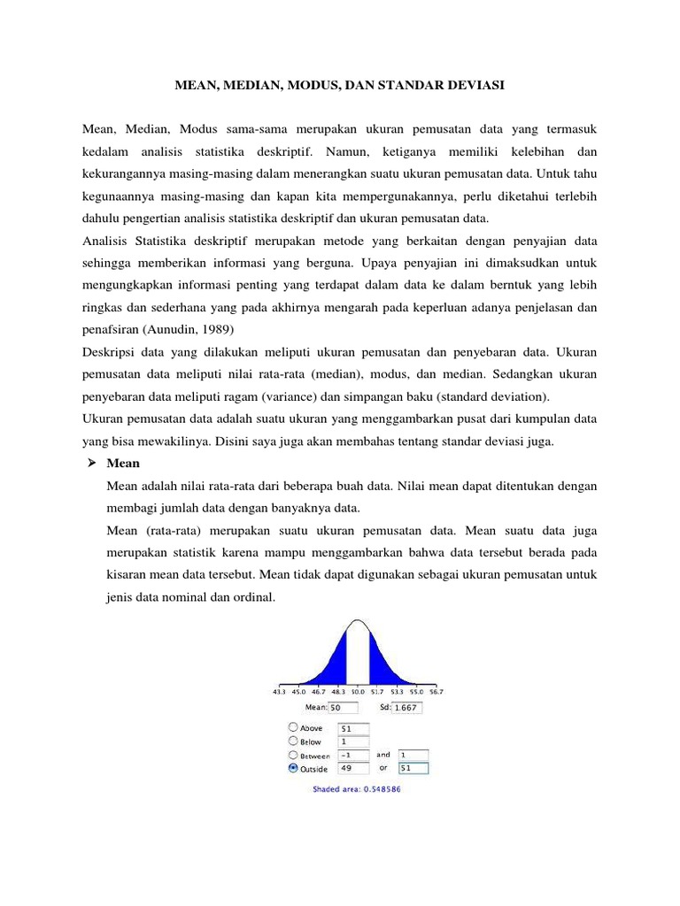 Mean Median Modus Dan Standar Deviasi