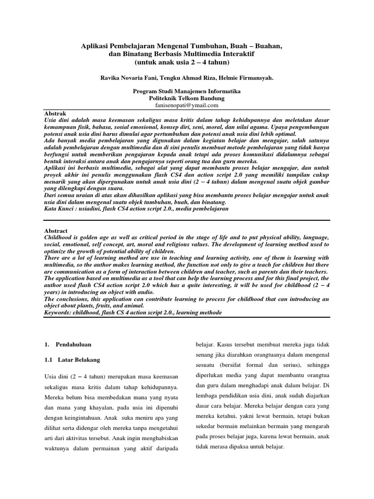 Jurnal Pa Aplikasi Pembelajaran Mengenal Tumbuhan, Buah 
