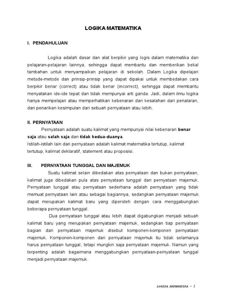 Dasar-Dasar Logika Matematika | PDF