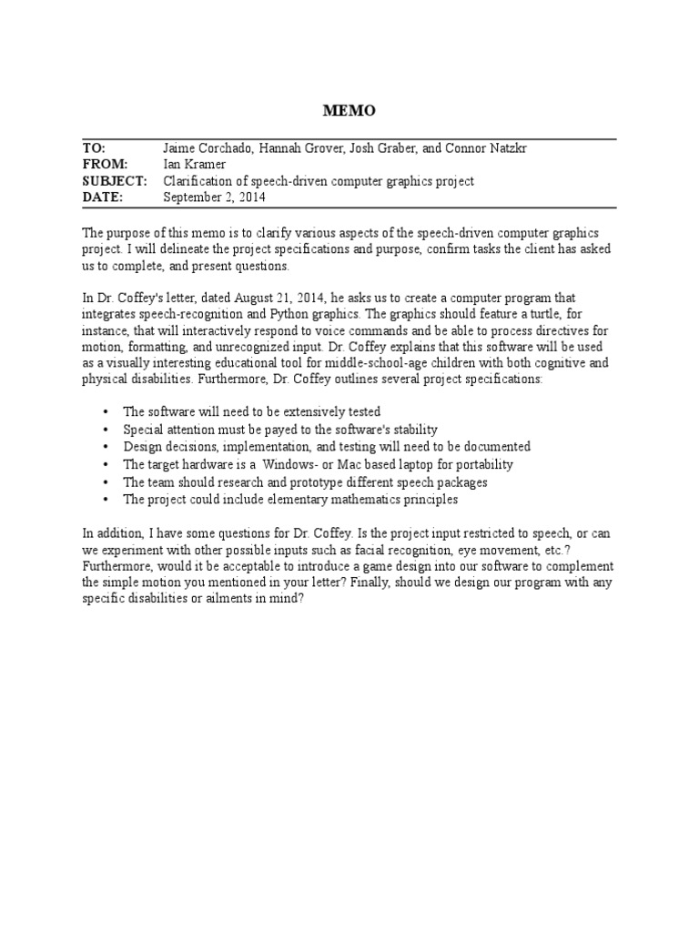 Speech-Driven Graphics Project Memo | PDF | Computers | Technology ...