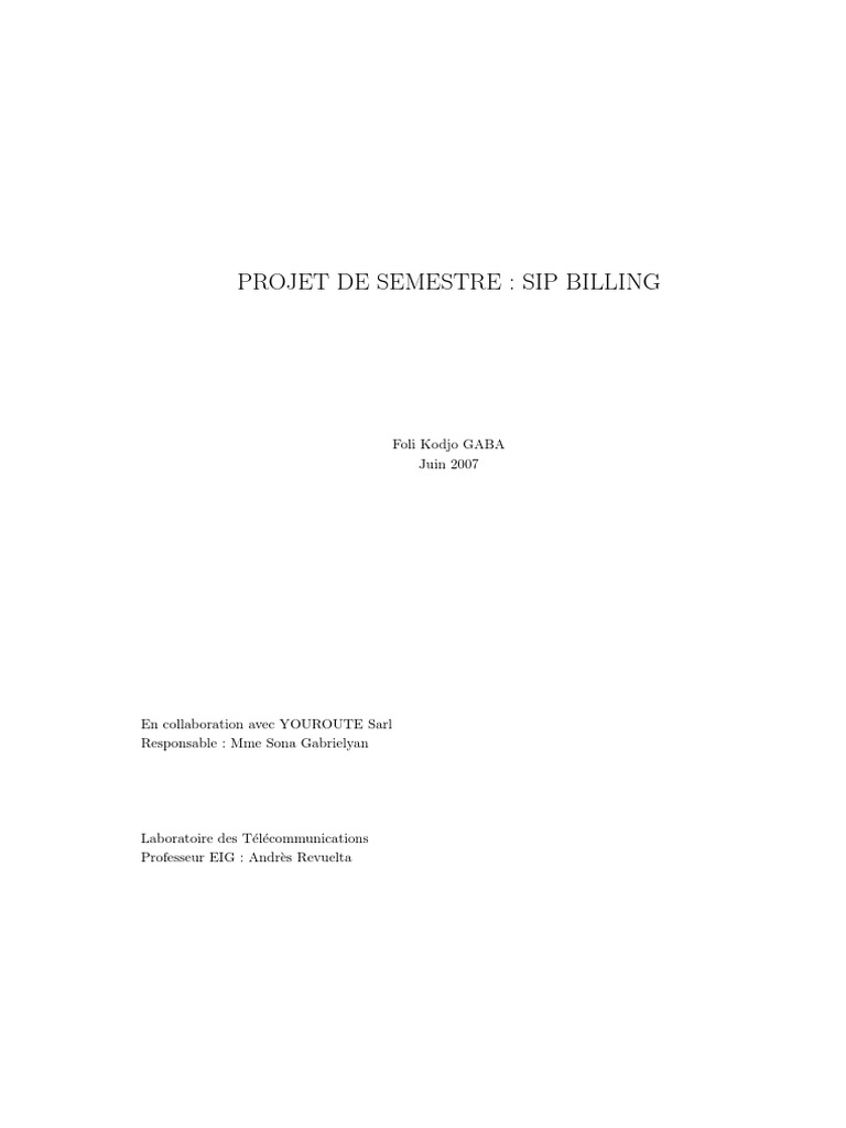 Rapport - Sip Billing PDF | PDF | séance d'initiation au protocoles ...