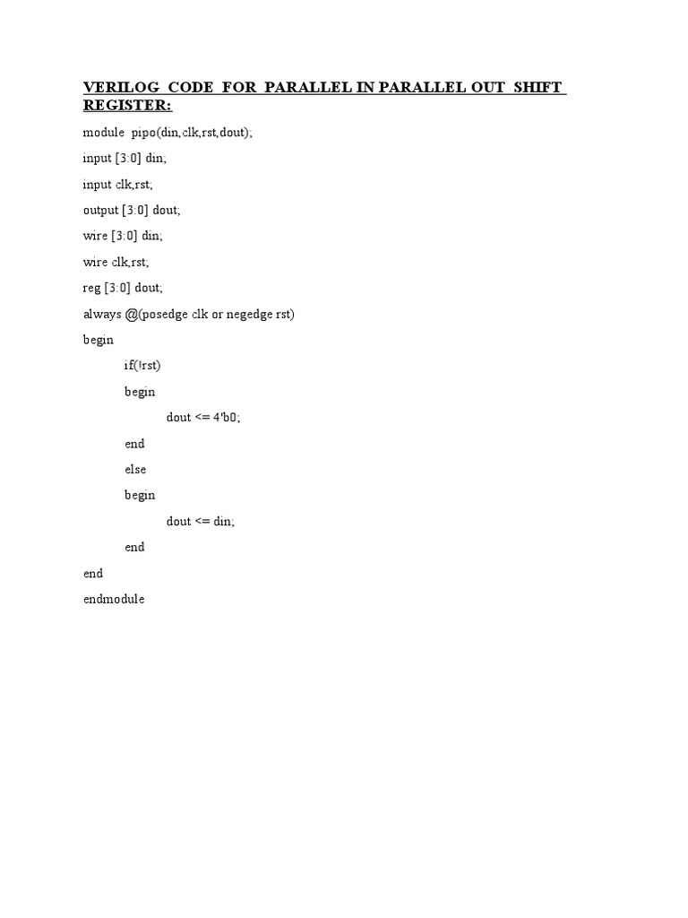 Verilog Code For Parallel In Parallel Out Shift Register Pdf Electrical Circuits Electronic Circuits