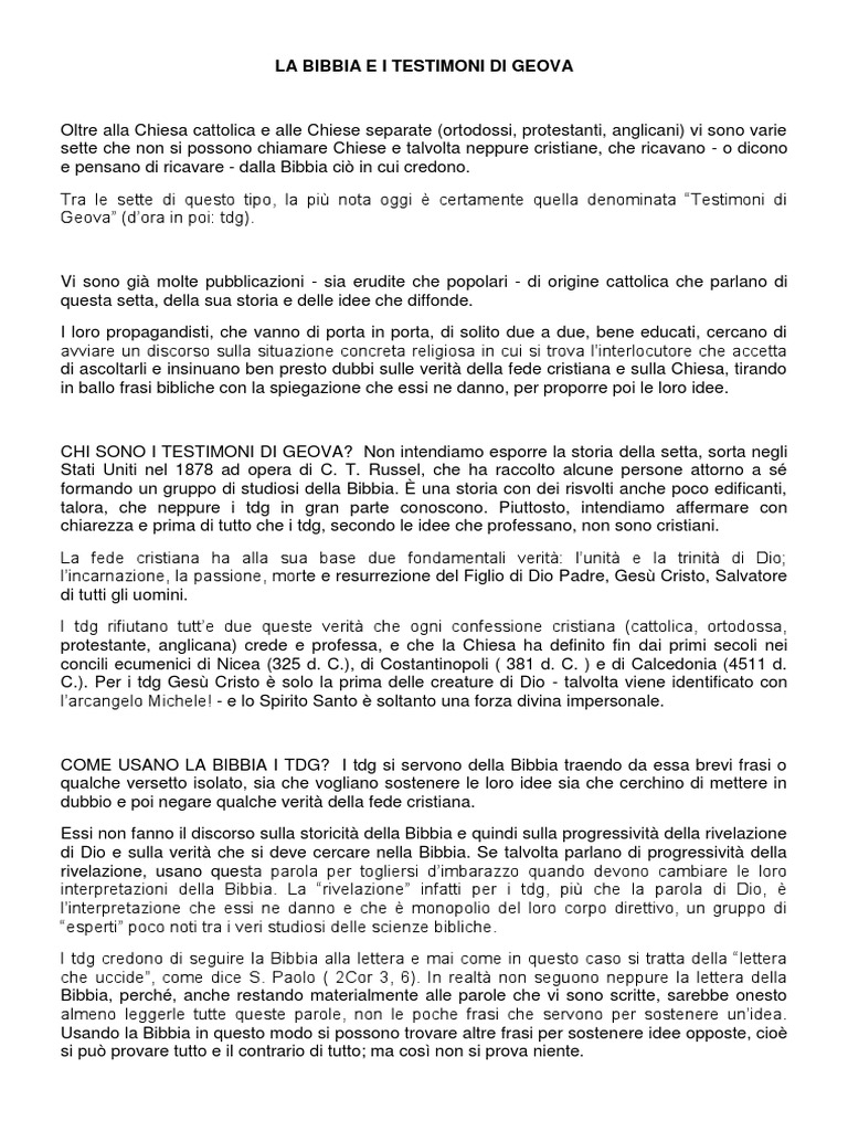 La Bibbia e I Testimoni Di