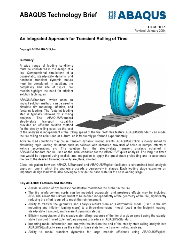 Abaqus Technology Brif Download Free Pdf Tire Steady State