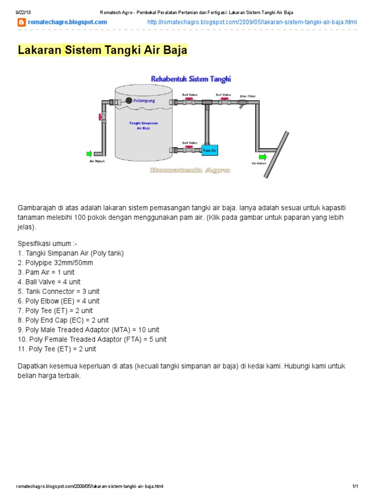 Lakaran Sistem Tangki Air Baja Pdf