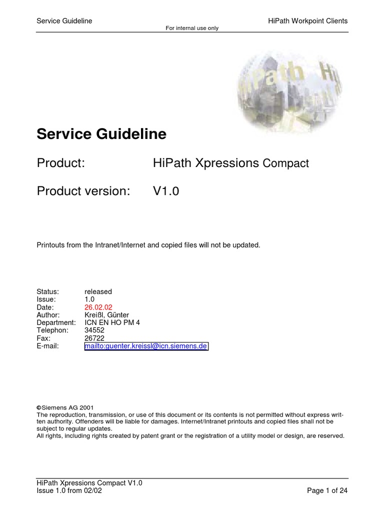 Siemens HiPath Xpressions Compact Service Guidelines PDF | PDF ...