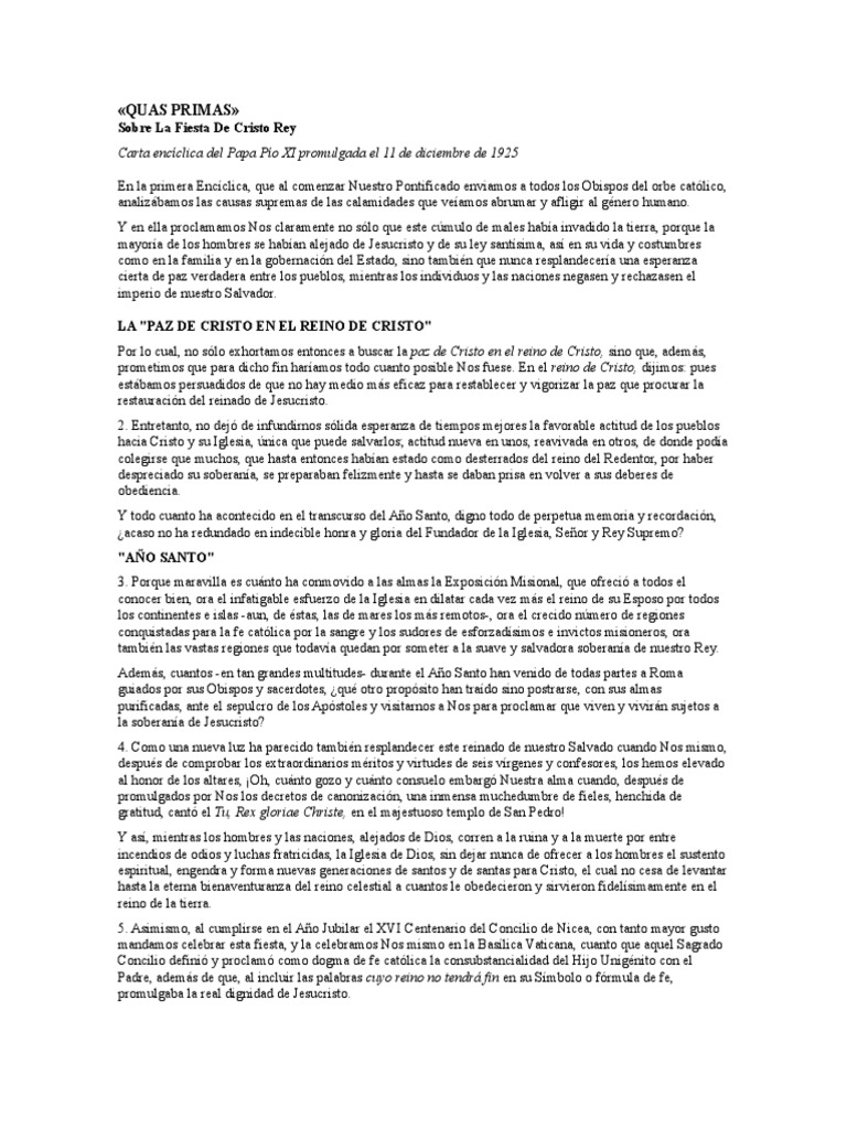Quas Primas PDF Cristo (título) Iglesia Católica