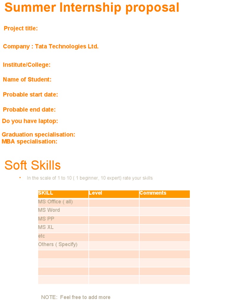 Company internship proposal sample picture