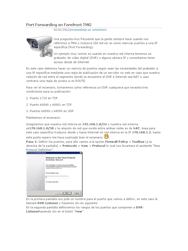 Port Forwarding en TMG: Guía Práctica | PDF | Protocolo de Control de ...