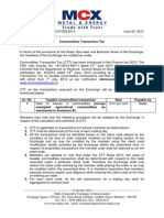 CTT MCX Circular