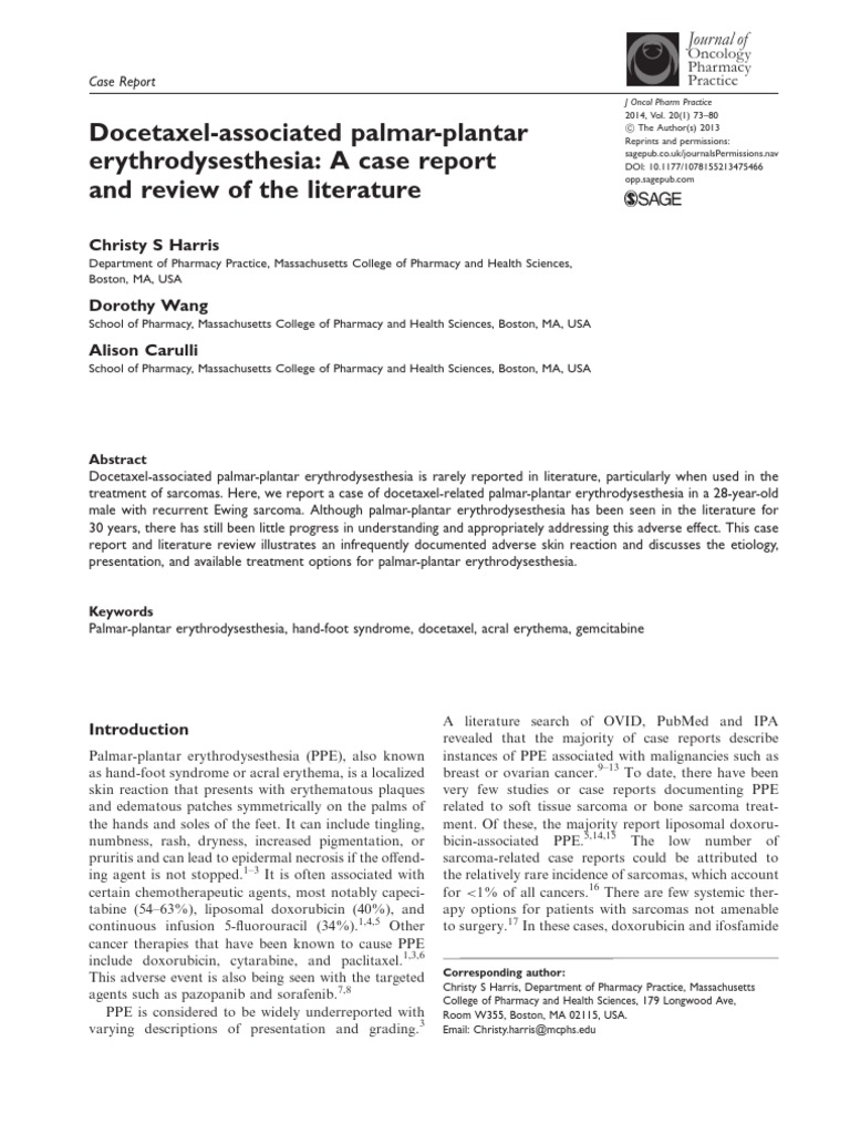 Harris Et Al (2013) - Docetaxel-Associated Palmar-Plantar ...