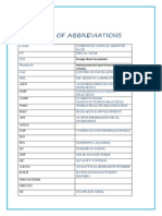 List of Abbreviations: Aids GMP CGMP WHO R&D API Anda USP ISO IPA EU SDF QC A.R.No. B.M.R Fifo System GRN No. SS