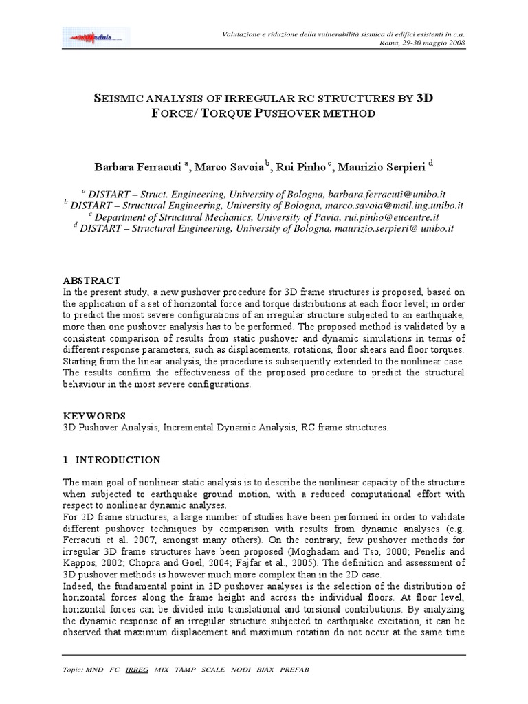 Seismic Vulnerability Analysis of RC Structures | PDF | Force ...