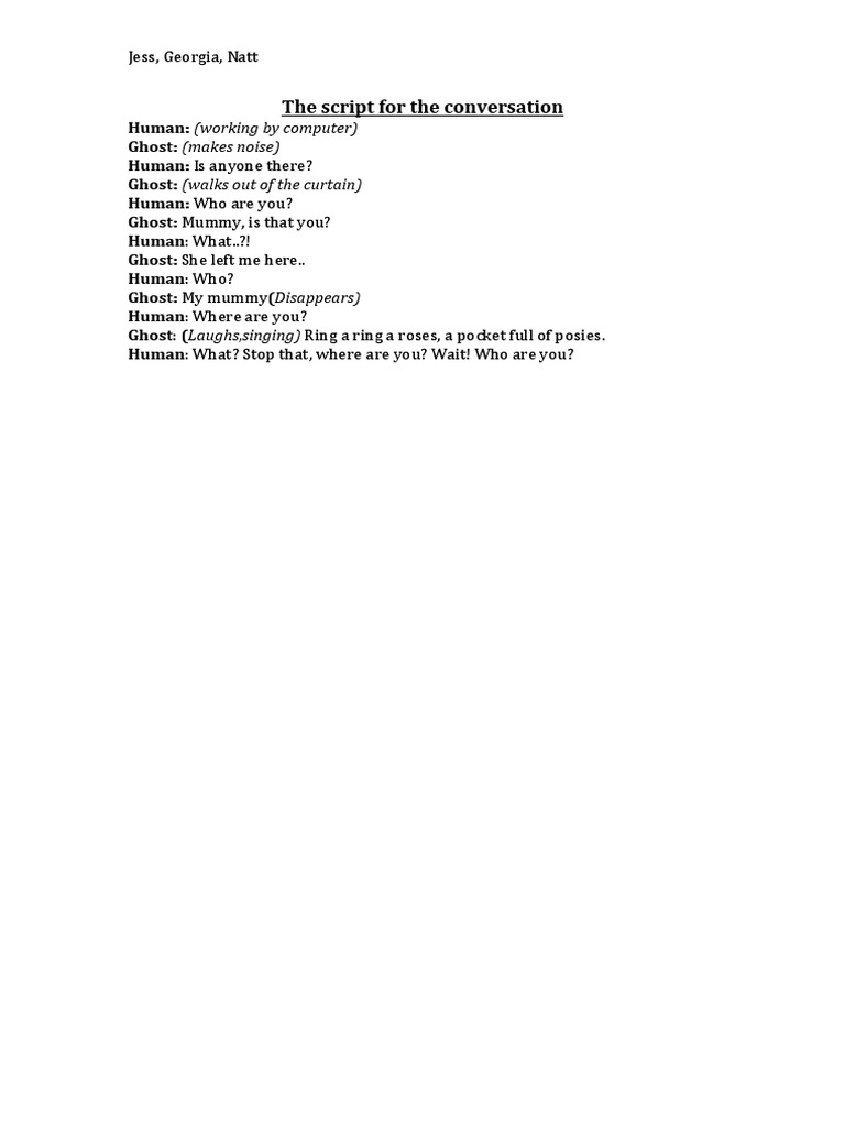 Conversation Script: Ghost Encounter | PDF