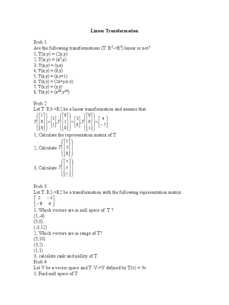 9 Homework Linear Transformation | PDF | Teaching Methods & Materials