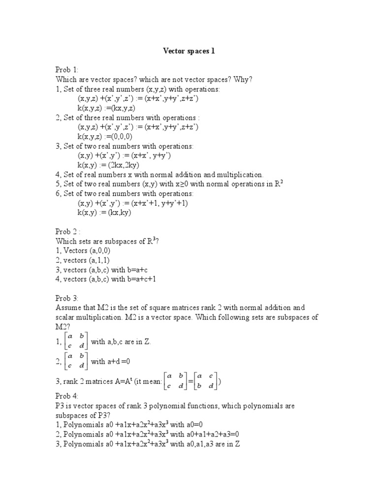 Vector Spaces and Subspaces Analysis | PDF | Teaching Methods & Materials