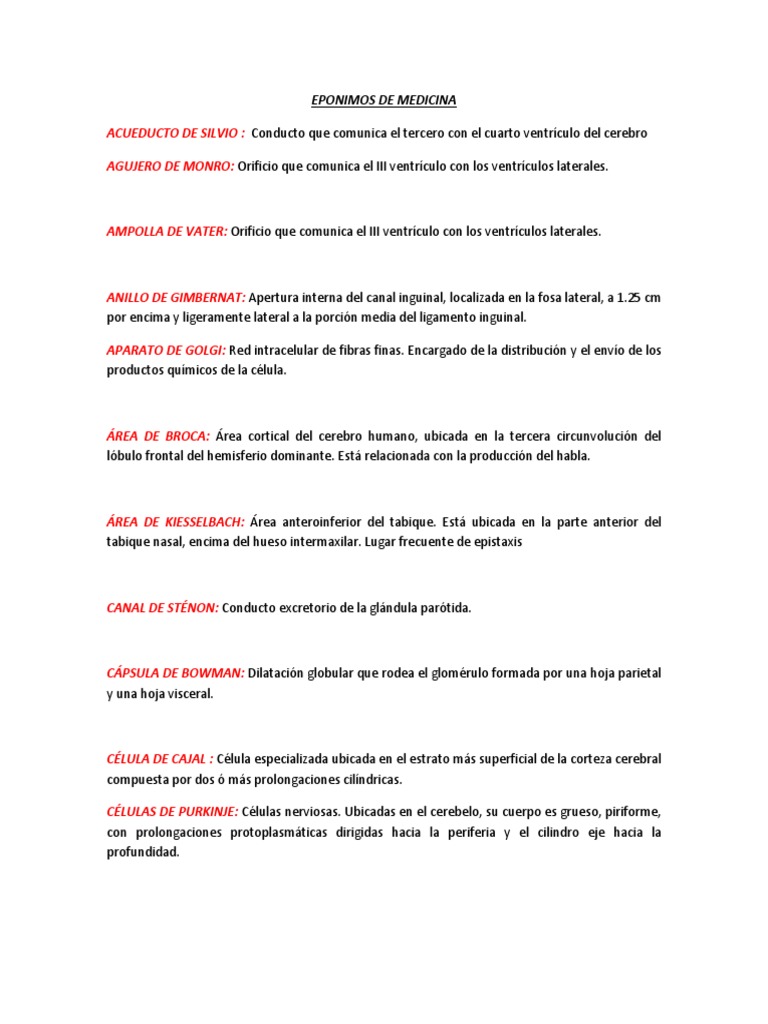 Epónimos Médicos y sus Definiciones | PDF | Intestino grueso | Abdomen
